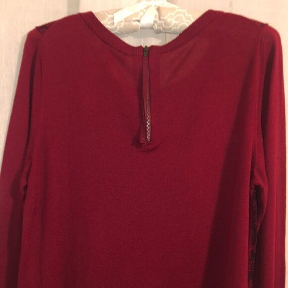 The Limited M Burgundy Black Snake Print Front Light Crewneck Sweater Back Zip - Picture 4 of 10